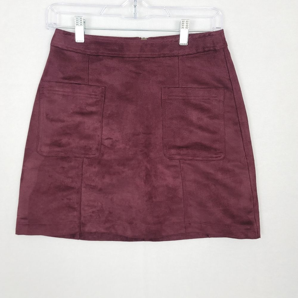 Velvet‎ Burgundy Sz 0 Old Navy Zip Front Mini Skirt Boho Festival Whimsy Fall